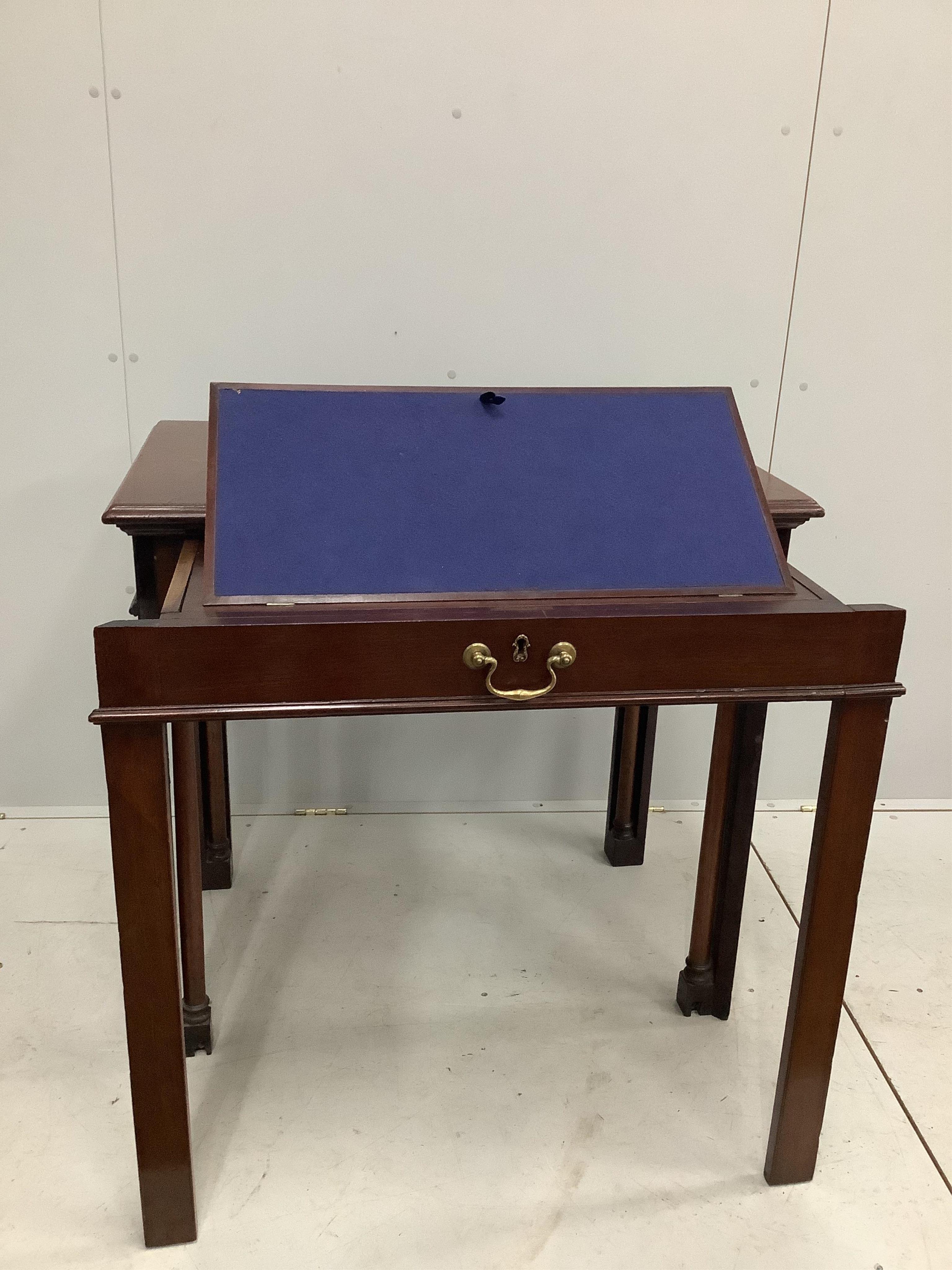 A George III mahogany architect’s table, width 91cm, depth 56cm, height 85cm. Condition - good